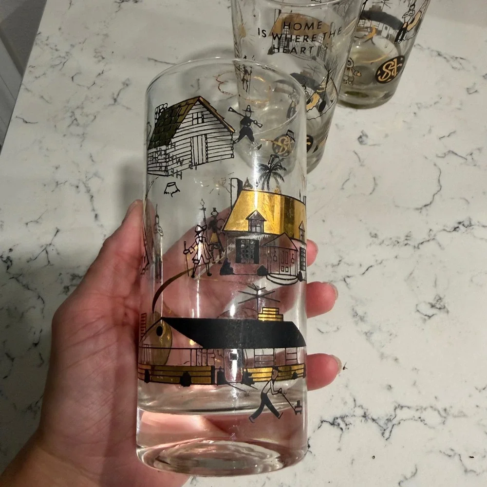 Set of 3 - Vintage - MCM Glass Tumblers